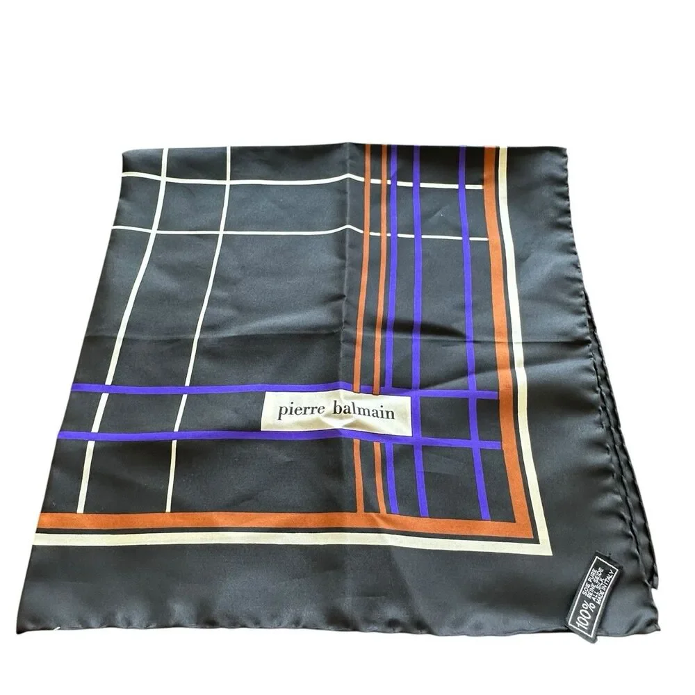 VTG Pierre Balmain Paris Silk Scarf Hand Rolled Edge 30